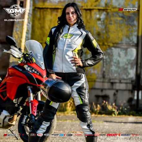 Dámské kožené moto kalhoty Spark Lina Fluo - 2XS