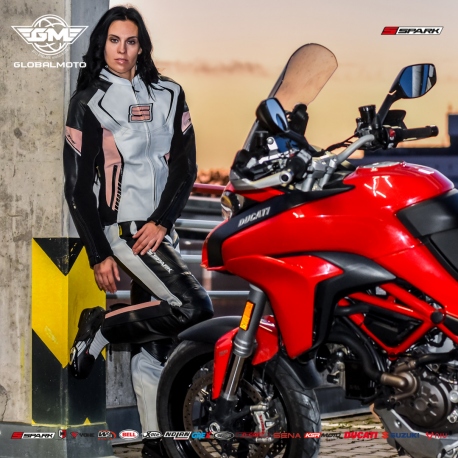 Dámské kožené moto kalhoty Spark Lina Pink - 2XS