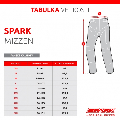 Pánské textilní moto kalhoty Spark Mizzen Red - 6XL