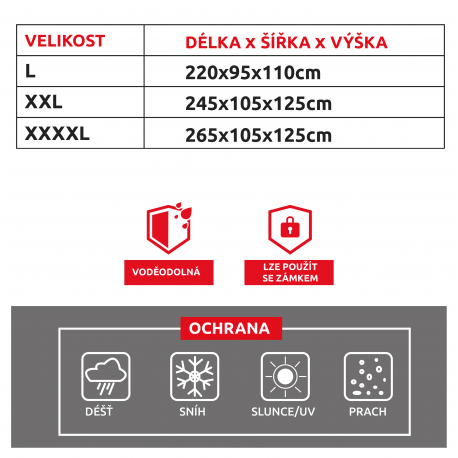 Nepromokavá plachta na motorku, Moderate vel. 2XL