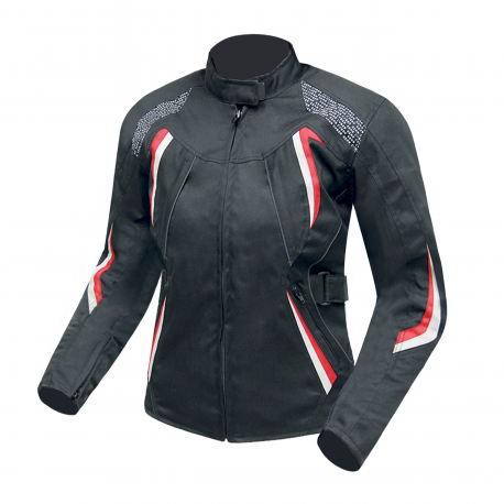 Dámská textilní moto bunda Cyber Gear Monica černo-červeno-bílá - 2XS