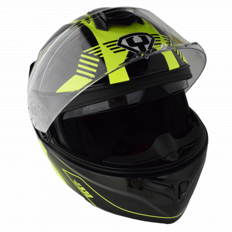 Moto helma Yohe 938 Double Visor Černá/Fluo