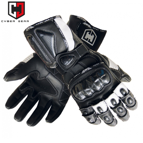 Kožené moto rukavice Cyber Gear Ray Leather Sport černo-bílé
